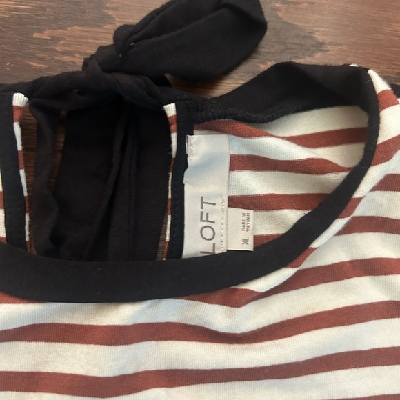 Loft Striped Sleeveless Dress - Black, White, Brown - Picture 7 of 8